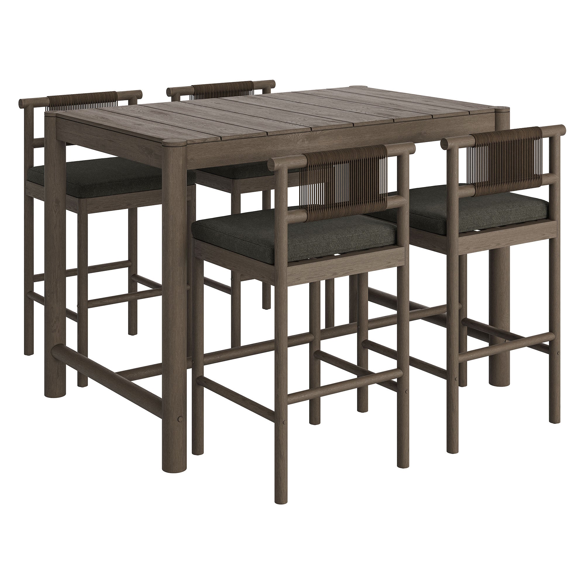Eleni 5-Piece Outdoor Teak Wood Bar Set