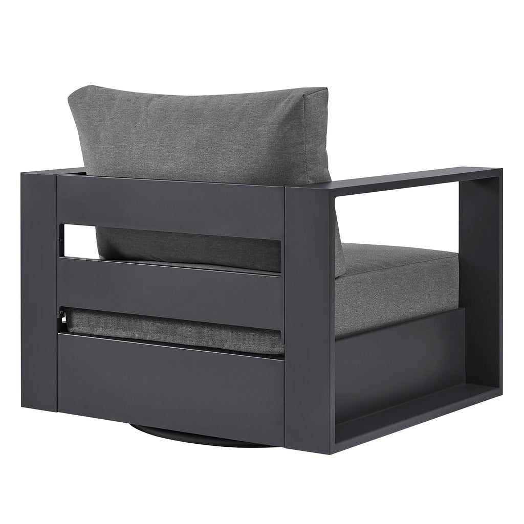 modern Outdoor Powder-Coated Aluminum Swivel Armchair
