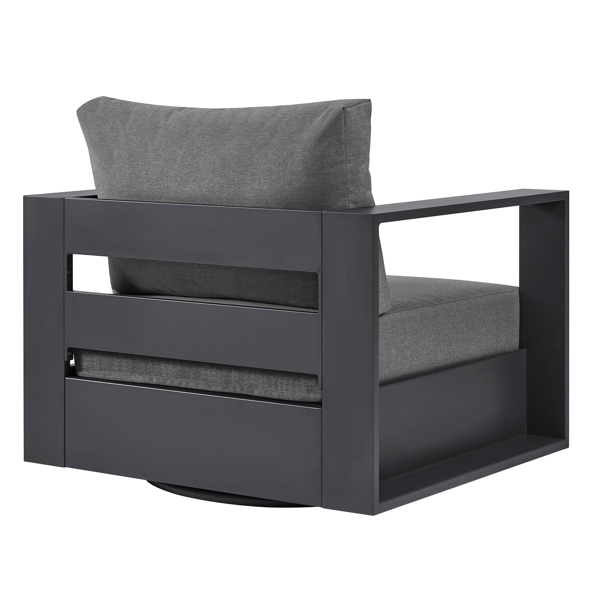 modern Outdoor Powder-Coated Aluminum Swivel Armchair