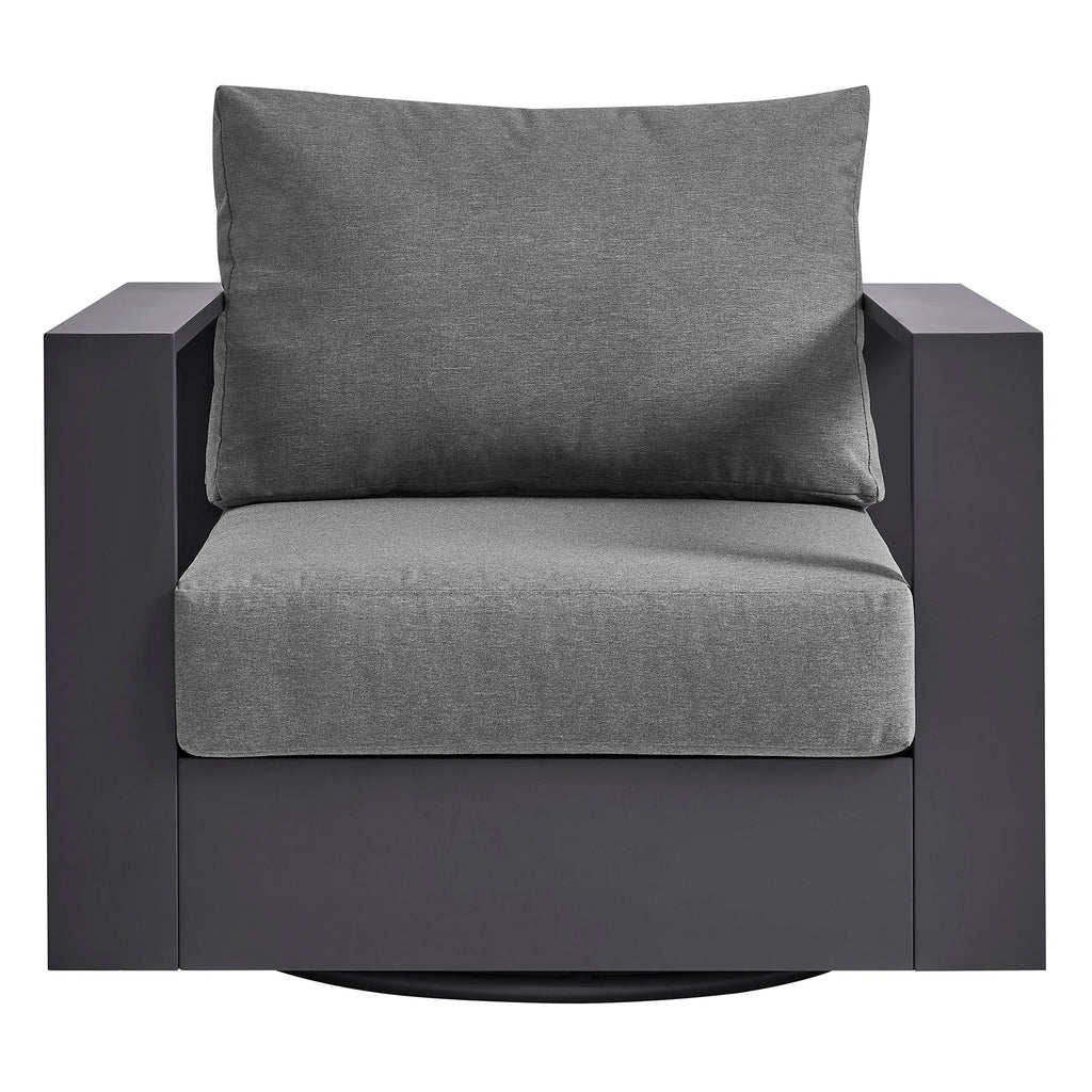 modern Outdoor Powder-Coated Aluminum Swivel Armchair