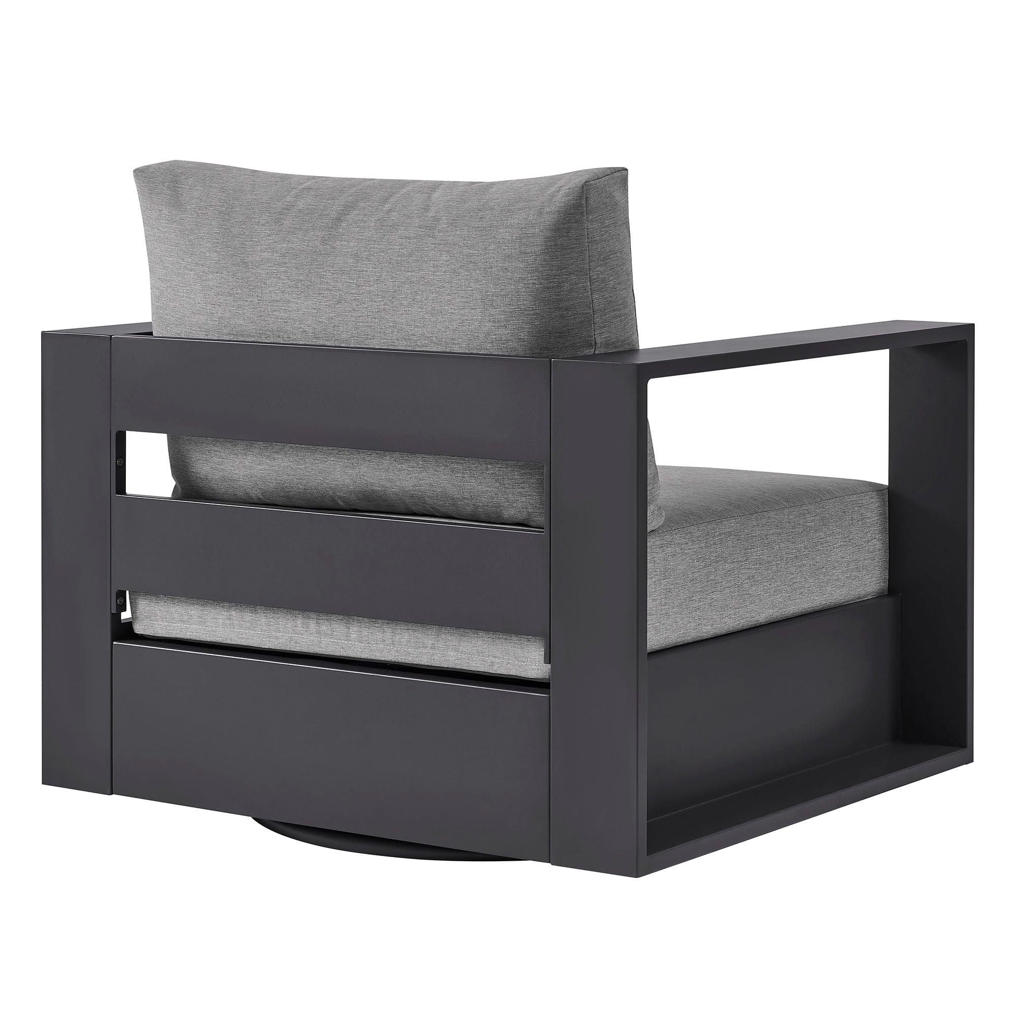 modern Outdoor Powder-Coated Aluminum Swivel Armchair