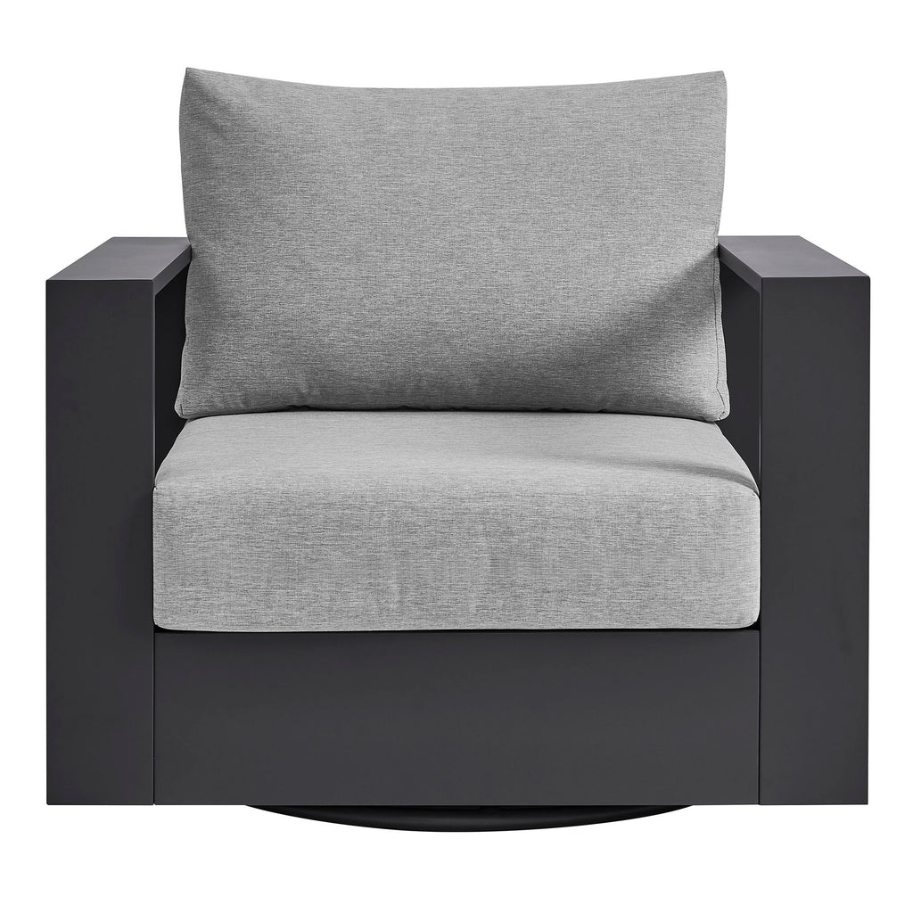 modern Outdoor Powder-Coated Aluminum Swivel Armchair