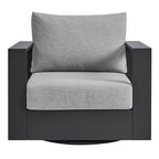 modern Outdoor Powder-Coated Aluminum Swivel Armchair