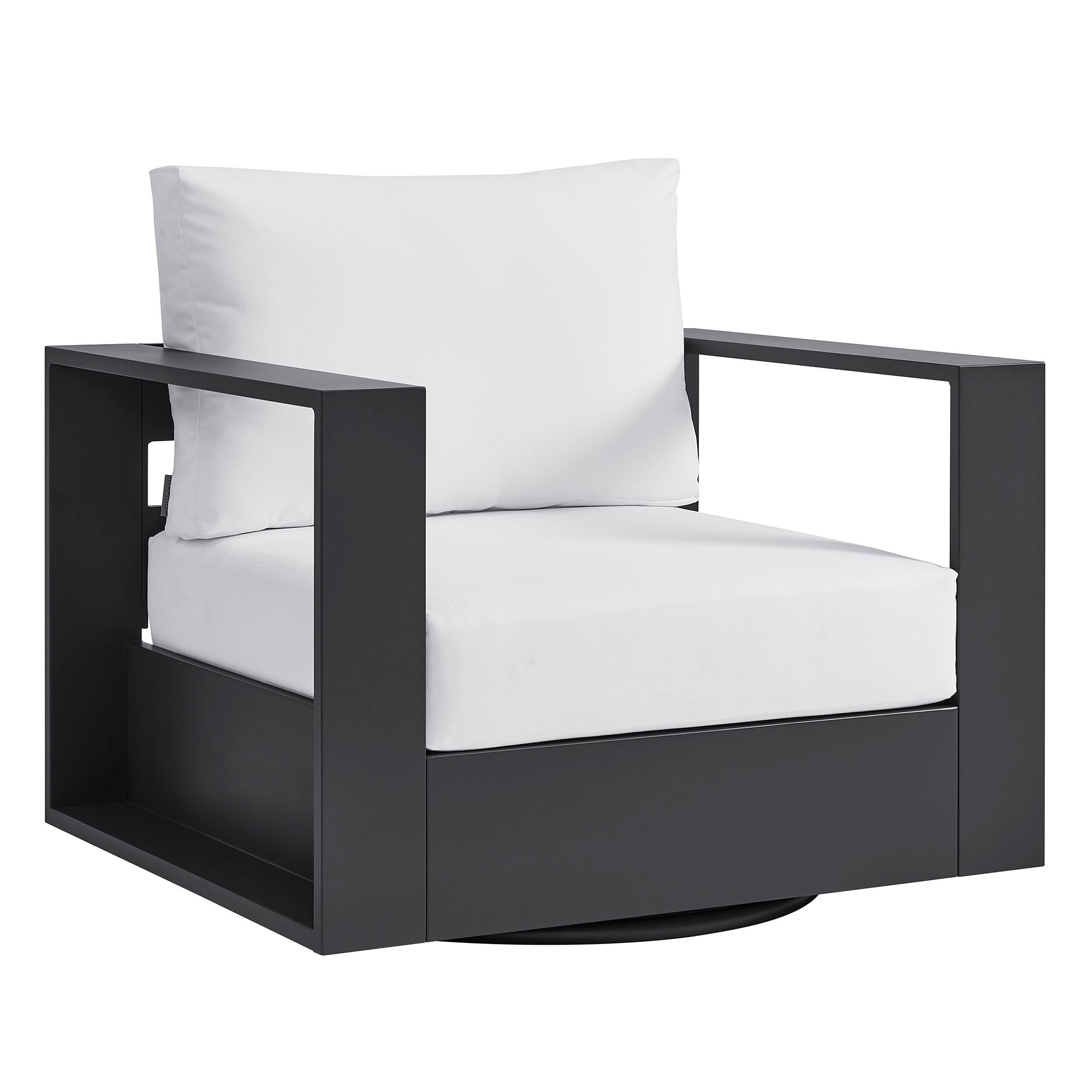 Tahoe Outdoor Powder-Coated Aluminum Swivel Armchair - EEI-7728-GRY-WHI