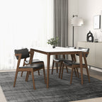 Edwin Mid Century Modern Black Vegan Leather Dining Chair (Set Of 2)