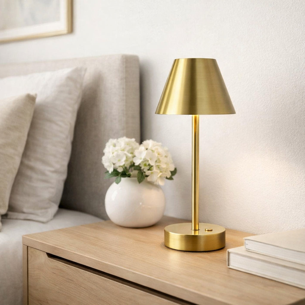 Elegance Rechargeable LED Table Lamp (Plated Brass)