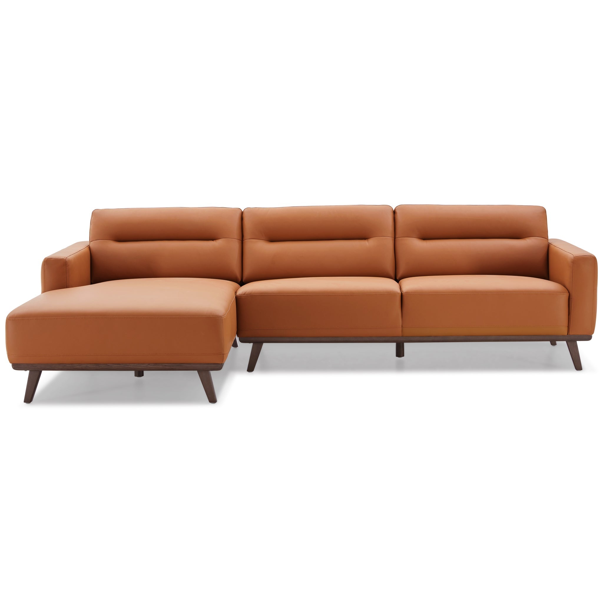 Ella L-Shaped Cognac PU Leather Right Sectional Couch