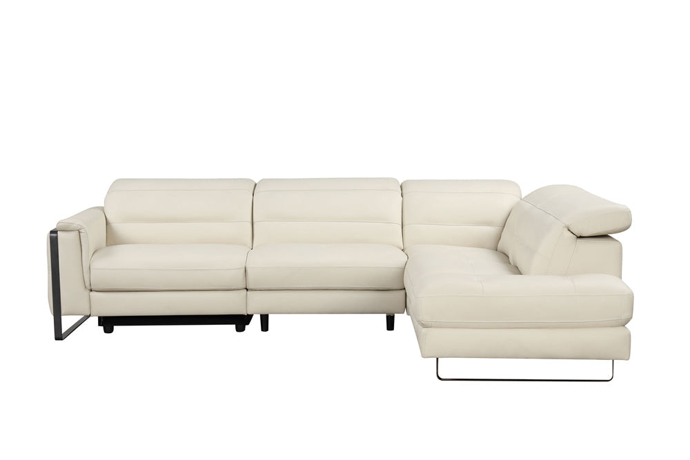 ESF Furniture - Eminence Sectional Sofa w/ Recliner in White - EMINENCE-SEC-WHITE