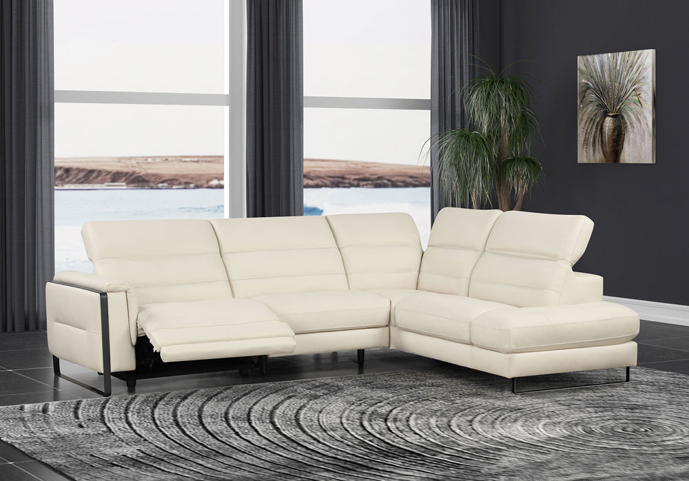 ESF Furniture - Eminence Sectional Sofa w/ Recliner in White - EMINENCE-SEC-WHITE
