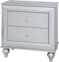 Galaxy Home Amber 2 Drawer Nightstand in Silver GHF-808857994028