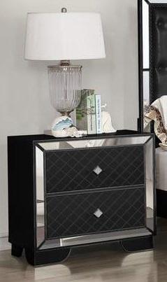 Galaxy Home Madison 2 Drawer Nightstand in Black GHF-808857503305