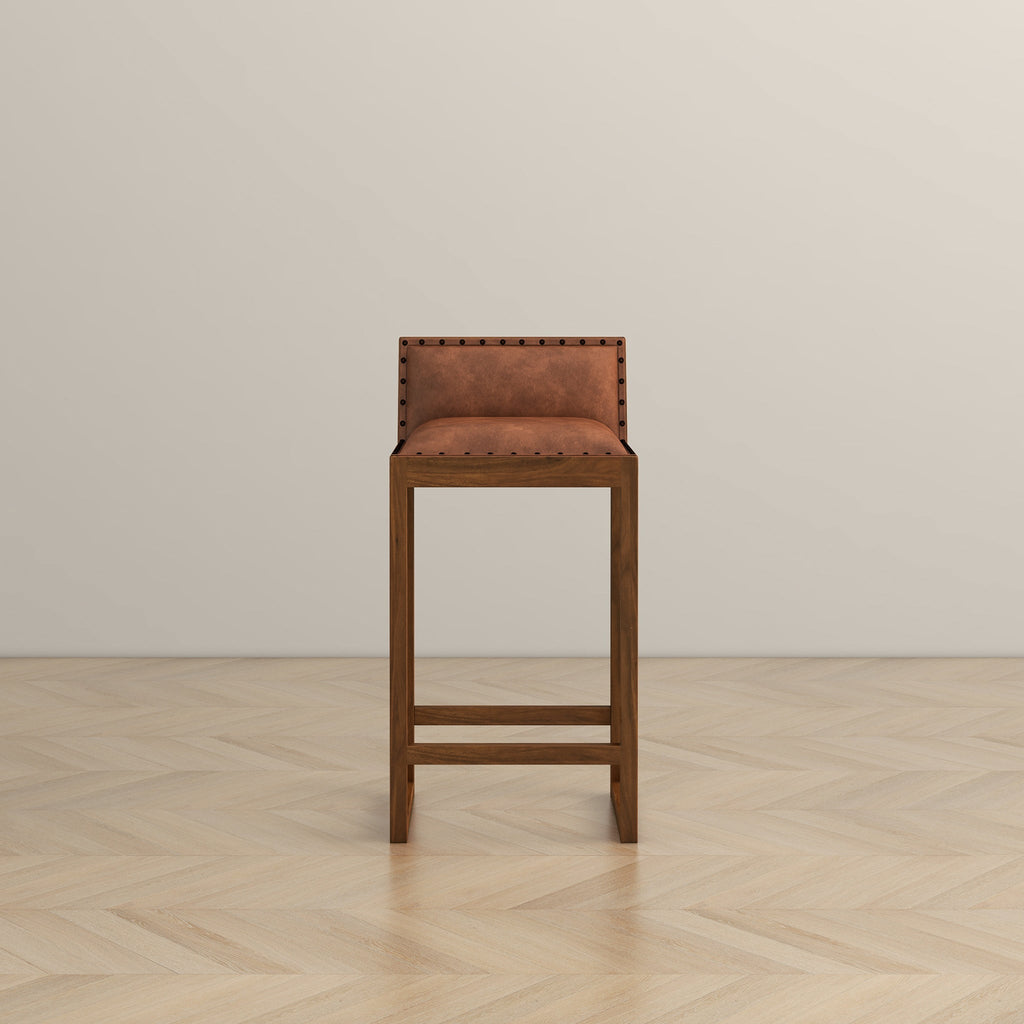 Gavin 25'' Solid Wood Genuine Leather Counter Stool