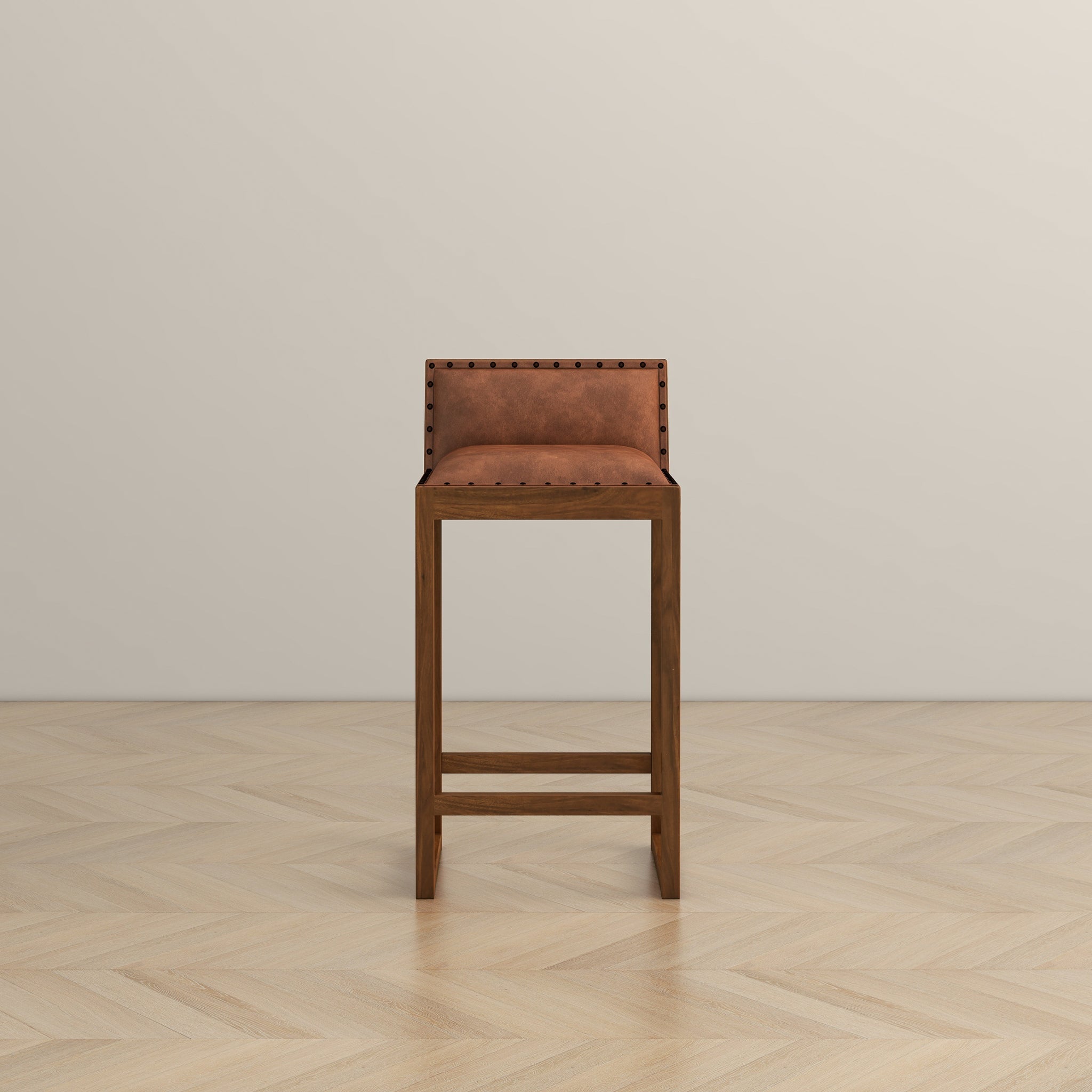Gavin 25'' Solid Wood Genuine Leather Counter Stool