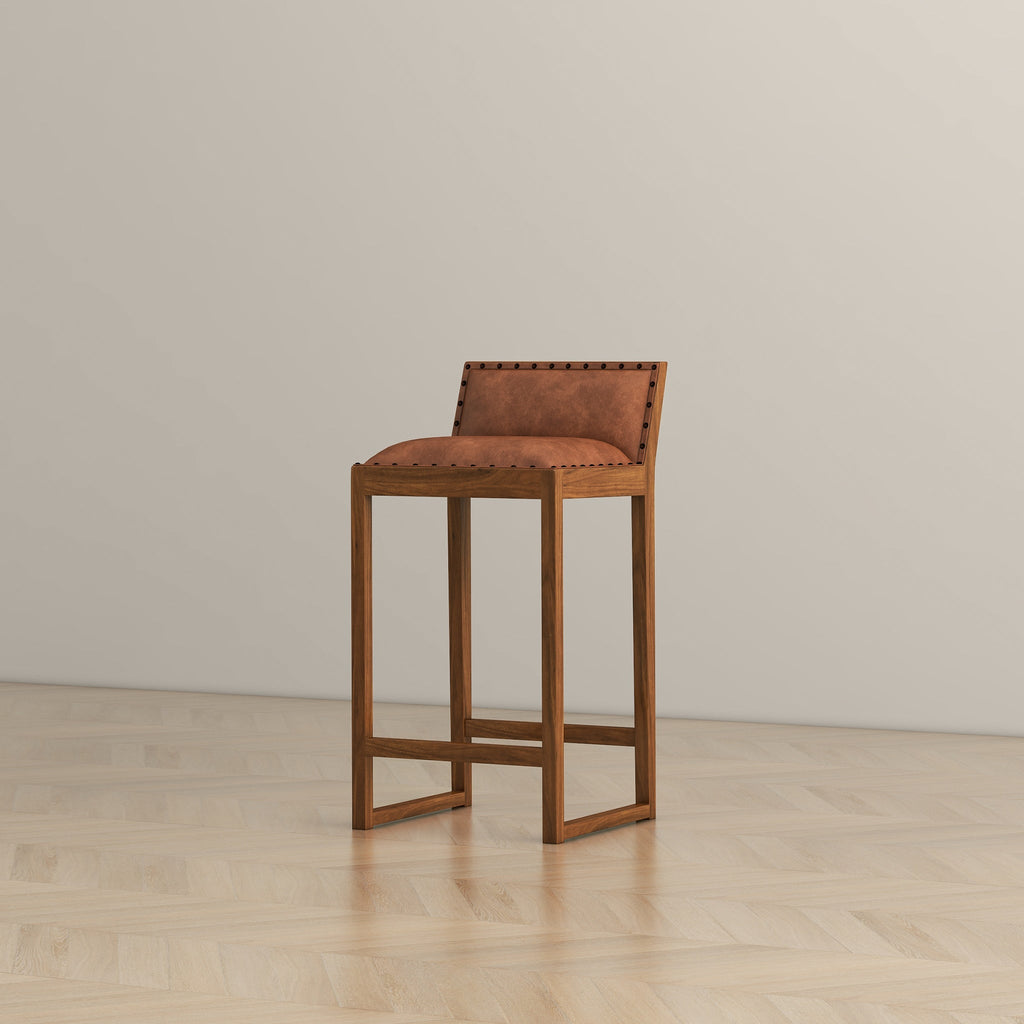 Gavin 25'' Solid Wood Genuine Leather Counter Stool