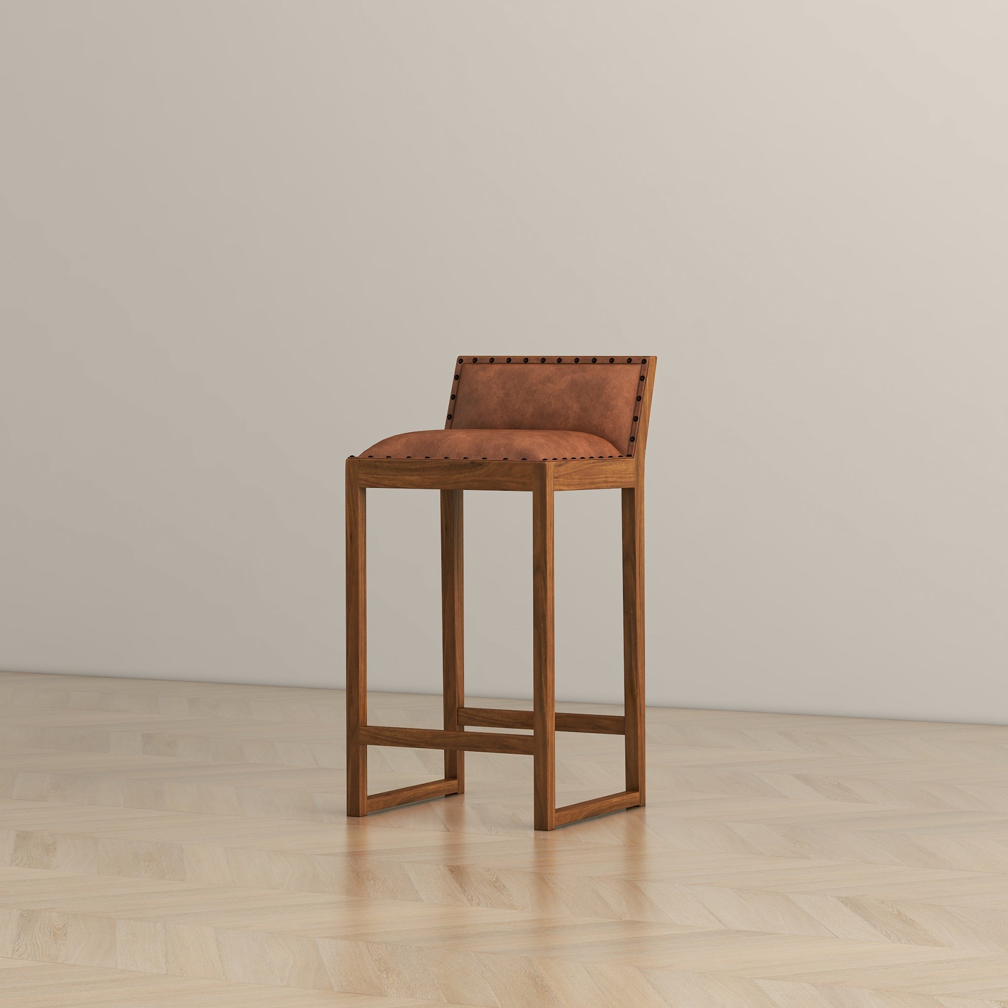 Gavin 25'' Solid Wood Genuine Leather Counter Stool