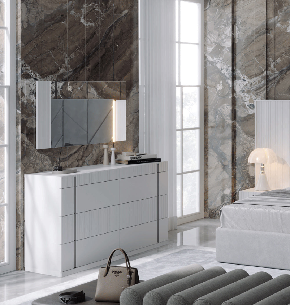 ESF Furniture - Helen Double Dresser in White Matt - HELLENDOUBDRESSER