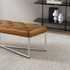 Harper Tan Genuine Leather Bench