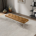 Harper Tan Genuine Leather Bench