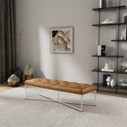 Harper Tan Genuine Leather Bench