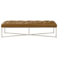 Harper Tan Genuine Leather Bench
