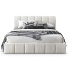 Hilar White Boucle Platform Bed King Size