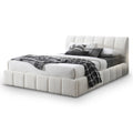 Hilar White Boucle Platform Bed King Size