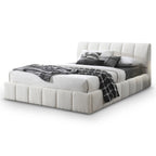 Hilar White Boucle Platform Bed King Size