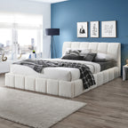 Hilar White Boucle Platform Bed King Size