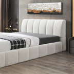 Hilar White Boucle Platform Bed King Size