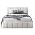 Hilar White Boucle Platform Bed Queen Size