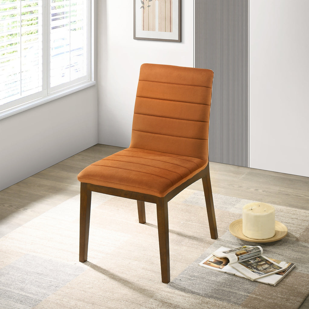 Ines Burnt Orange Velvet Dining Chair (Set Of 2)
