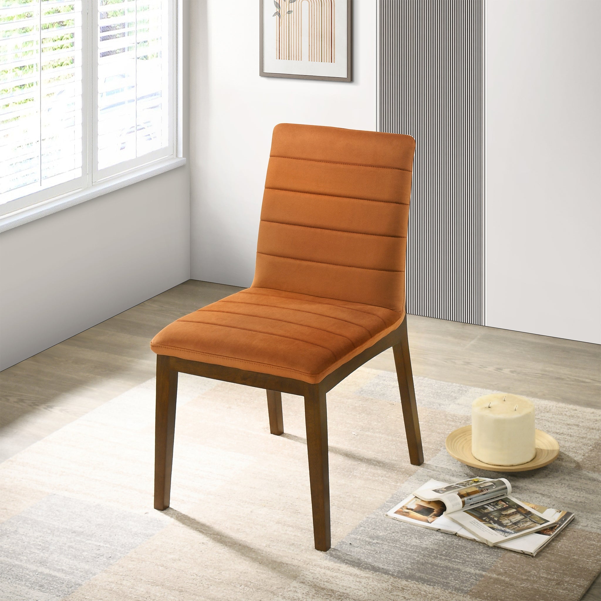 Ines Burnt Orange Velvet Dining Chair (Set Of 2)