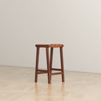 James Mid-Century Modern Genuine Tan Leather 24.5" Counter Stool