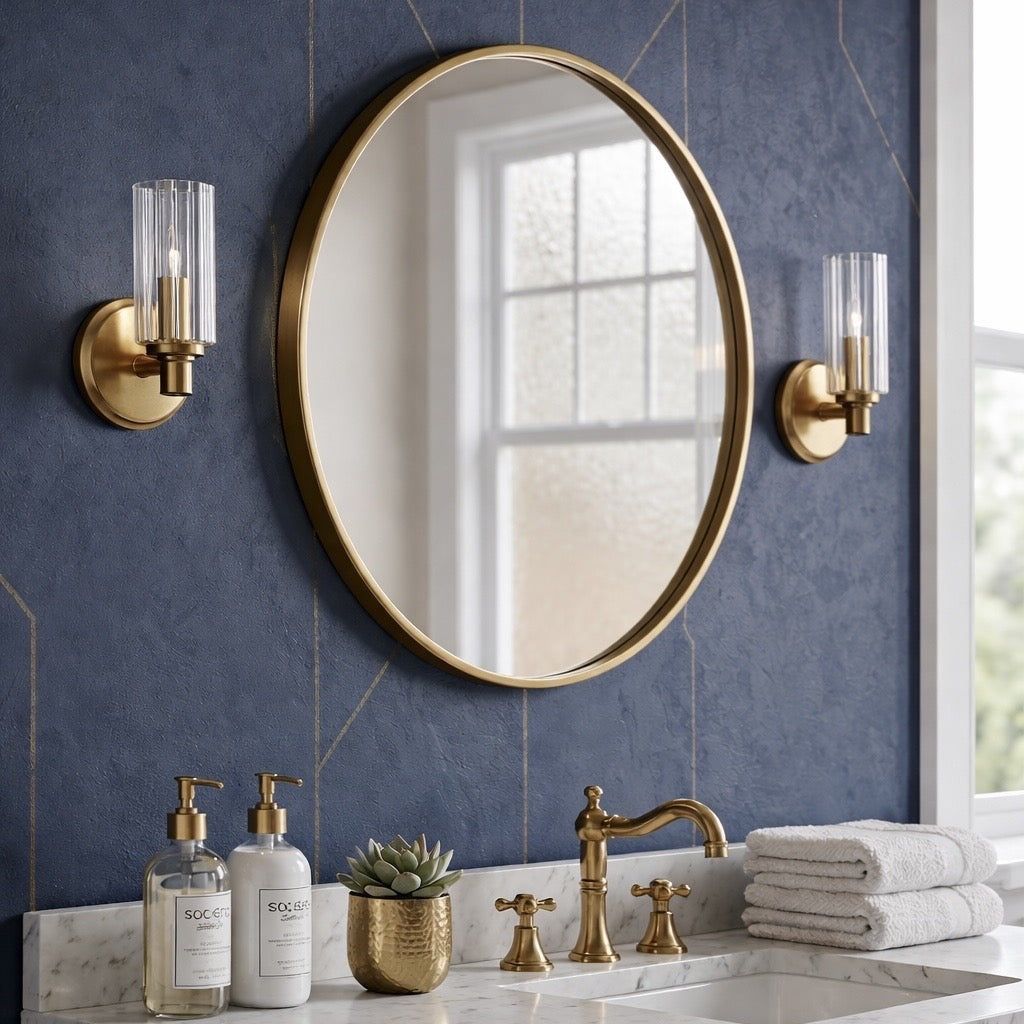 Jardin Single Light Wall Sconce With Clear Ribbed Glass - Satin Brass