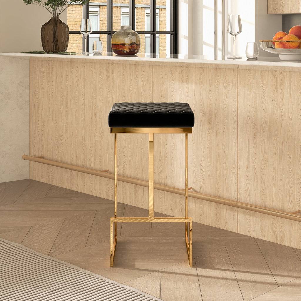 Joel Black Velvet Bar Stool