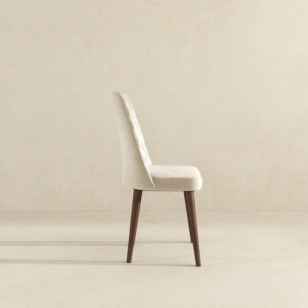 Katie Beige Velvet Dining Chair (Set Of 2)