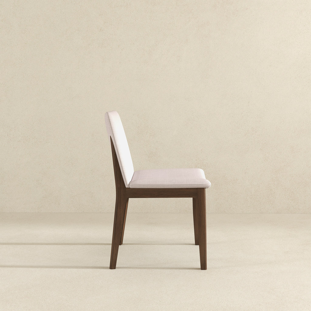 Laura  Beige Linen Solid Wood Dining Chair (Set Of 2)
