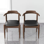 Leon Mid-Century Modern Black Vegan Leather Dining Chair (Set of 2)