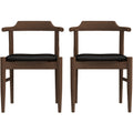 Leon Mid-Century Modern Black Vegan Leather Dining Chair (Set of 2)