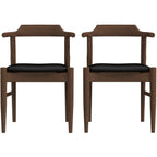 Leon Mid-Century Modern Black Vegan Leather Dining Chair (Set of 2)