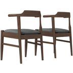 Leon Mid-Century Modern Black Vegan Leather Dining Chair (Set of 2)