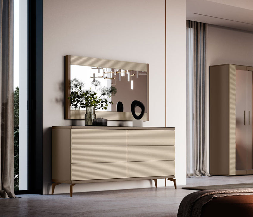 ESF Furniture - Linea Double Dresser Set in Camel - LINEA-DRM-CAMEL