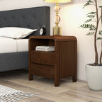 Lionel Mid Century Modern Solid Wood Nightstand 2-Drawer