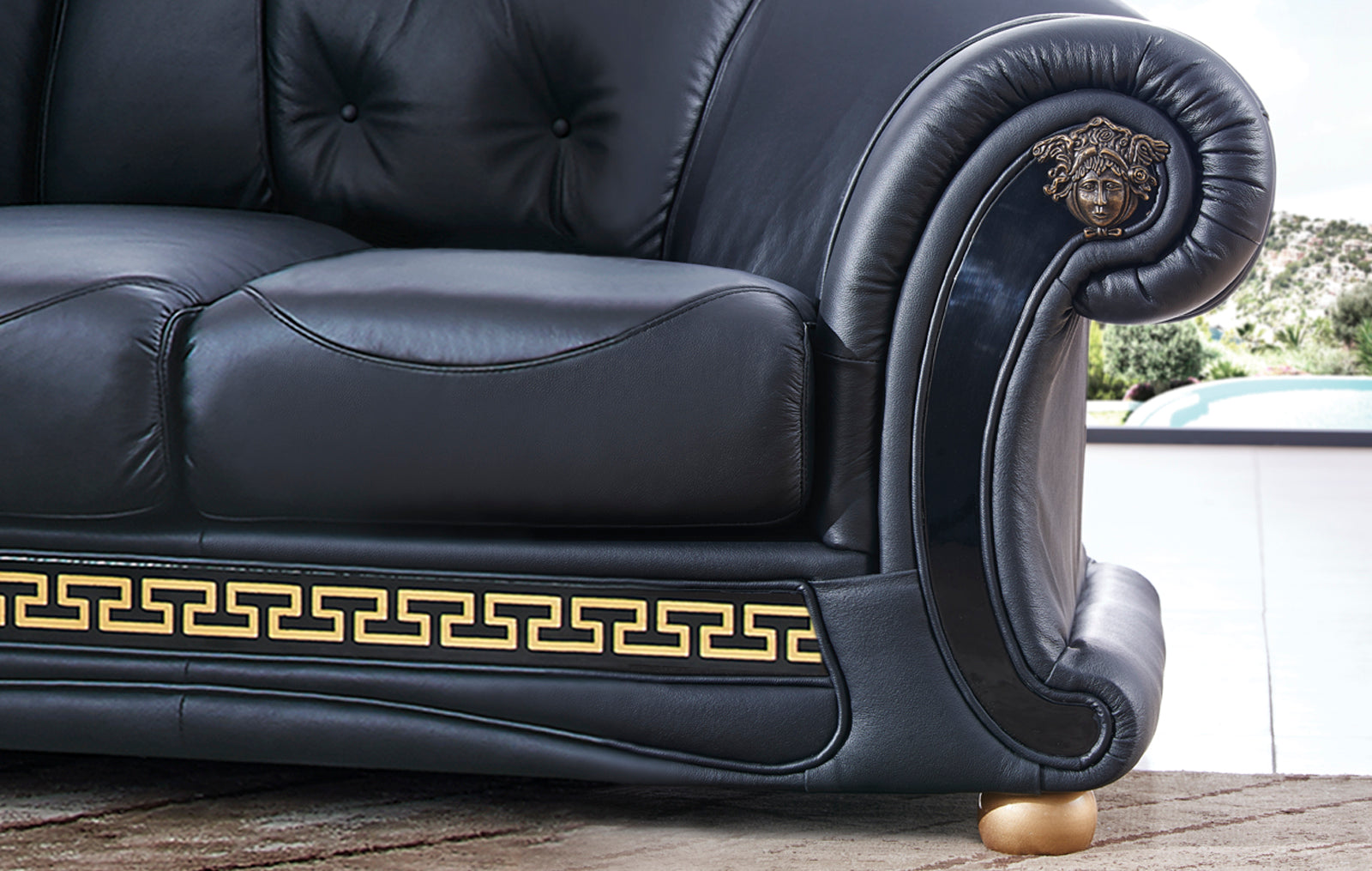 ESF Furniture - Apolo Sectional Left Facing Black - APOLOSECTLEFTBLACK