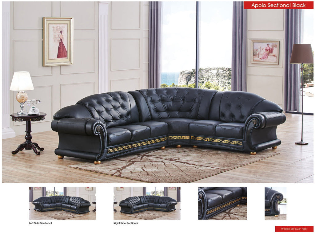 ESF Furniture - Apolo Sectional Right Facing Black - APOLOSECTRIGHTBLAC
