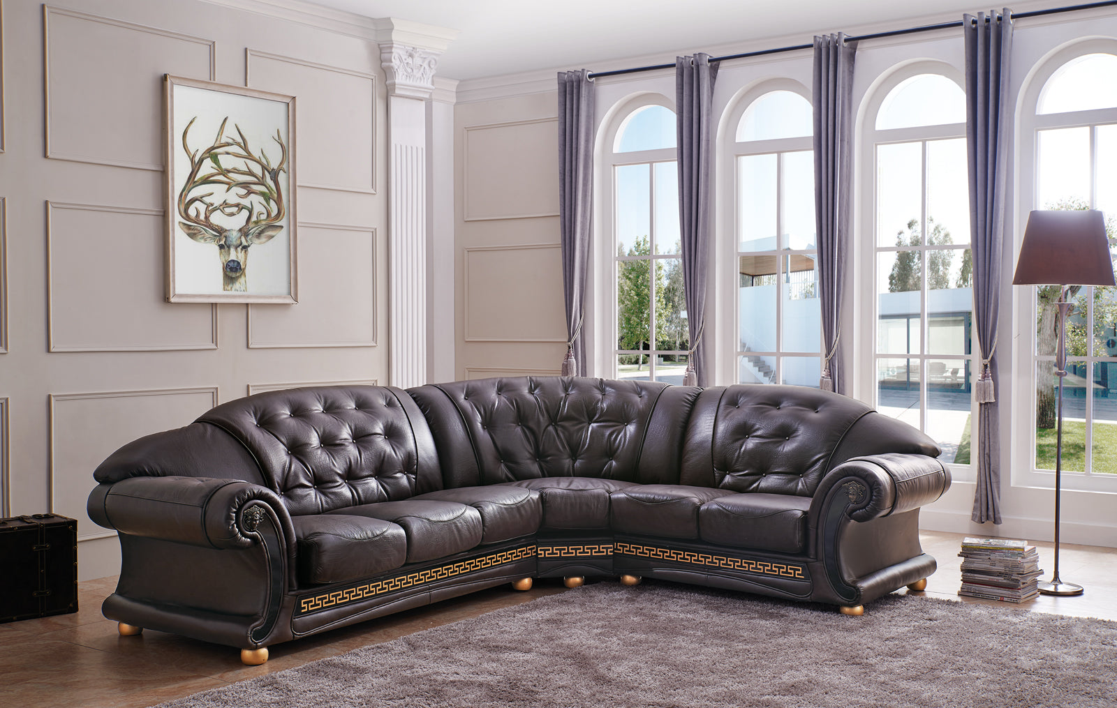 ESF Furniture - Apolo Sectional Right Facing Brown - APOLOSECTRIGHTBROW