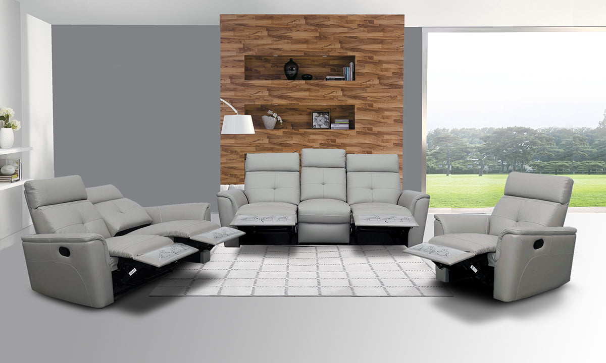 ESF Furniture - 8501 3 Piece Recliner Living Room Set in Light Grey - 8501LIGHTGREY-SLC