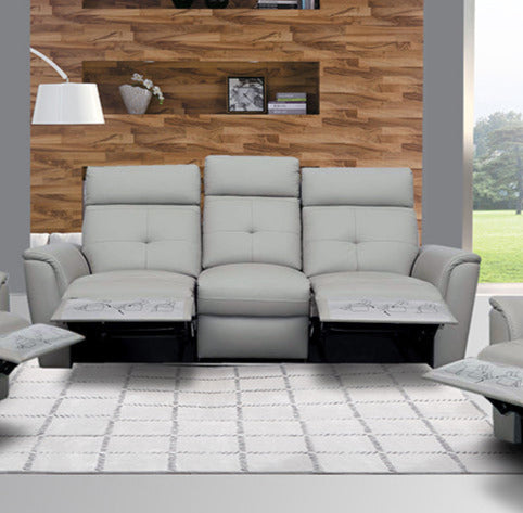 ESF Furniture - 8501 3 Sofa w-2 Recliners in Light Grey - 85013