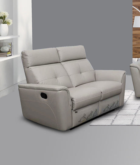 ESF Furniture - 8501 2 Loveseat w-2 Recliners in Light Grey - 85012