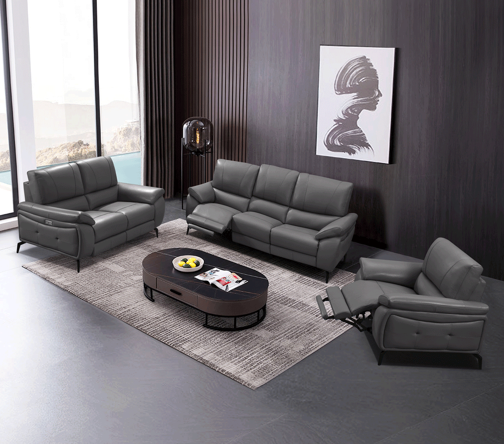 ESF Furniture - 2934 2 Piece w/Electric Recliner in Dark Gray - 29343DARK GREY-2SET